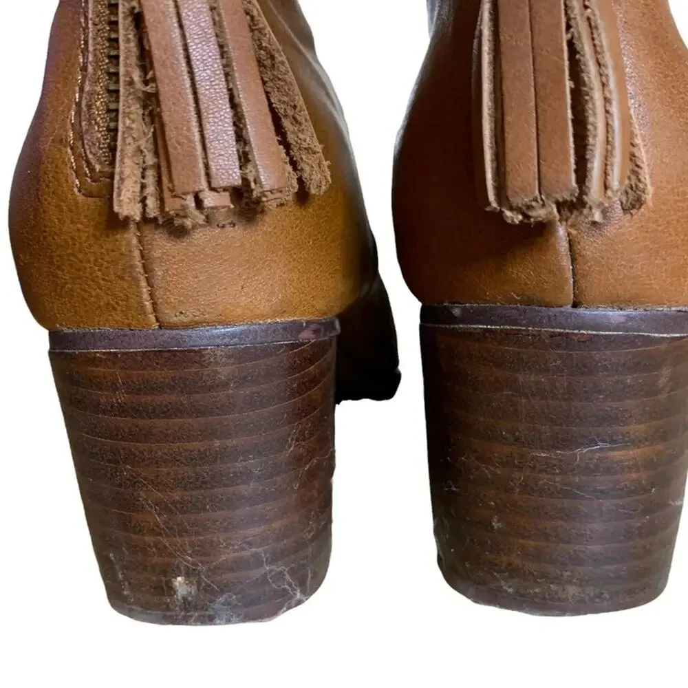 Toms Leila‎ booties shoes chestnut brown leather uppers ankle boots Size 7.5 - Picture 6 of 10
